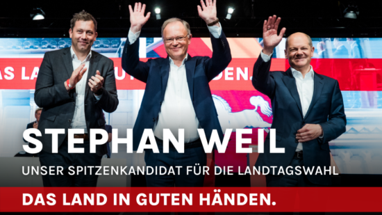 Lars Klingbeil, Stephan Weil und Olaf Scholz in Hildesheim